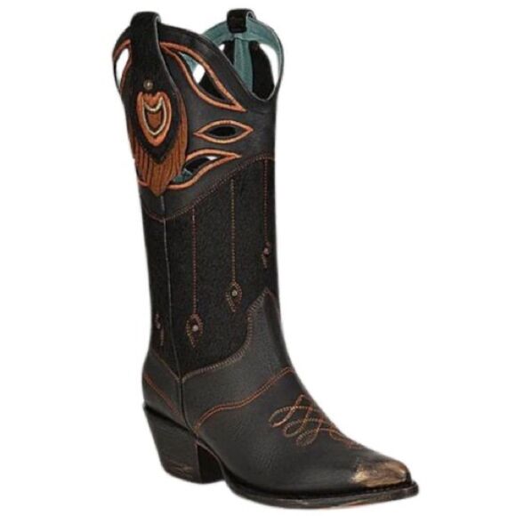 Corral Z0147 Black Cutout Embroidered Studded Cowboy Boots Pointed Toe sz 8 NIB - Picture 2 of 11